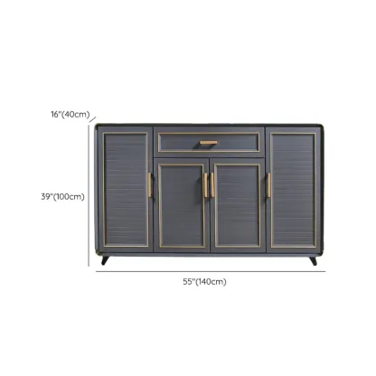 Luxury Grey Metal Entryway Shoe Cabinet with Gold Trim Image - 15