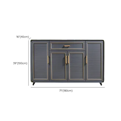 Luxury Grey Metal Entryway Shoe Cabinet with Gold Trim Image - 18