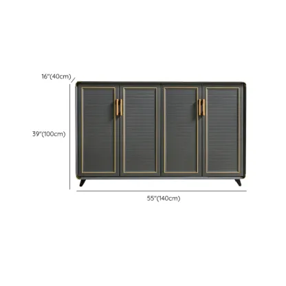 Luxury Grey Metal Entryway Shoe Cabinet with Gold Trim Image - 27