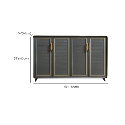 Luxury Grey Metal Entryway Shoe Cabinet with Gold Trim Image - 28