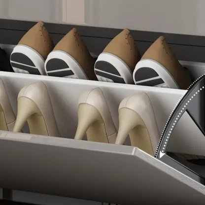 Grey Wooden Drop Front Shoe Cabinet for Entryway Image - 7