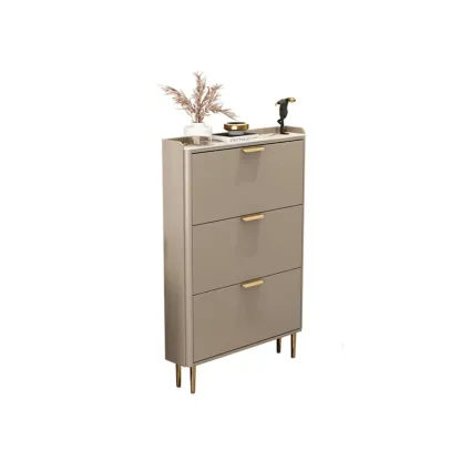 Wooden Drop Front Shoe Cabinet with Metal Legs Image - 6