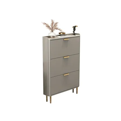 Wooden Drop Front Shoe Cabinet with Metal Legs Image - 7