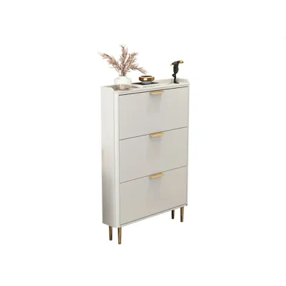 Wooden Drop Front Shoe Cabinet with Metal Legs Image - 5