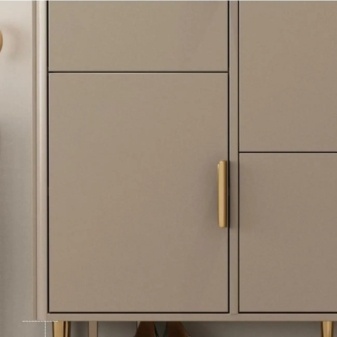 Wooden Drop Front Shoe Cabinet with Metal Legs Image - 13 | homeyfad