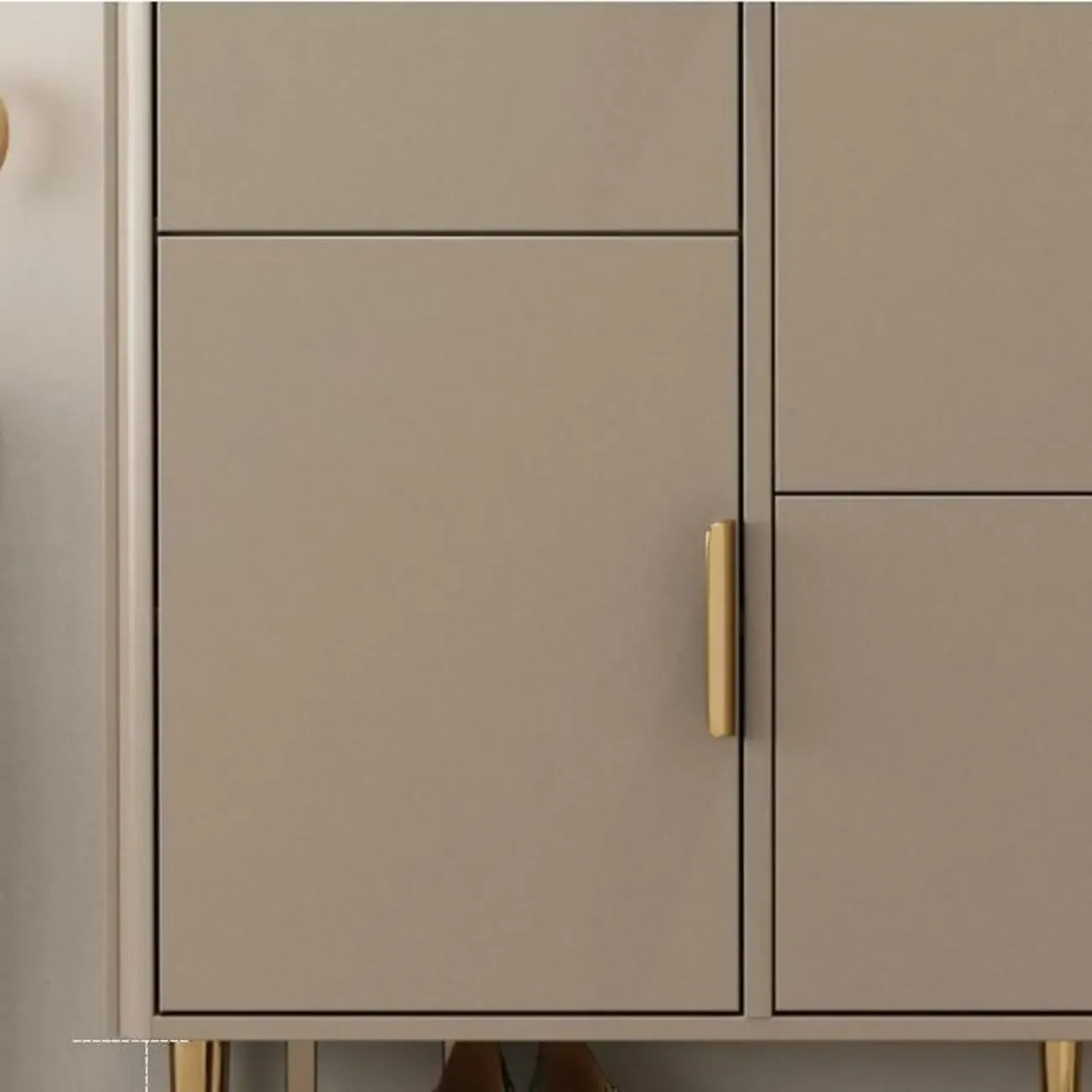 Wooden Drop Front Shoe Cabinet with Metal Legs Image - 13