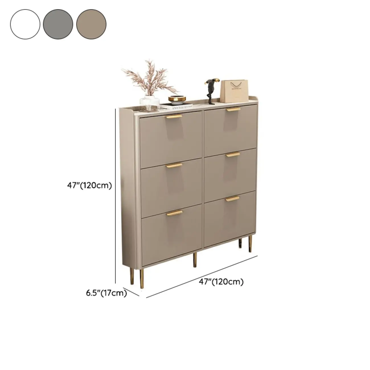 Wooden Drop Front Shoe Cabinet with Metal Legs Image - 17 | homeyfad