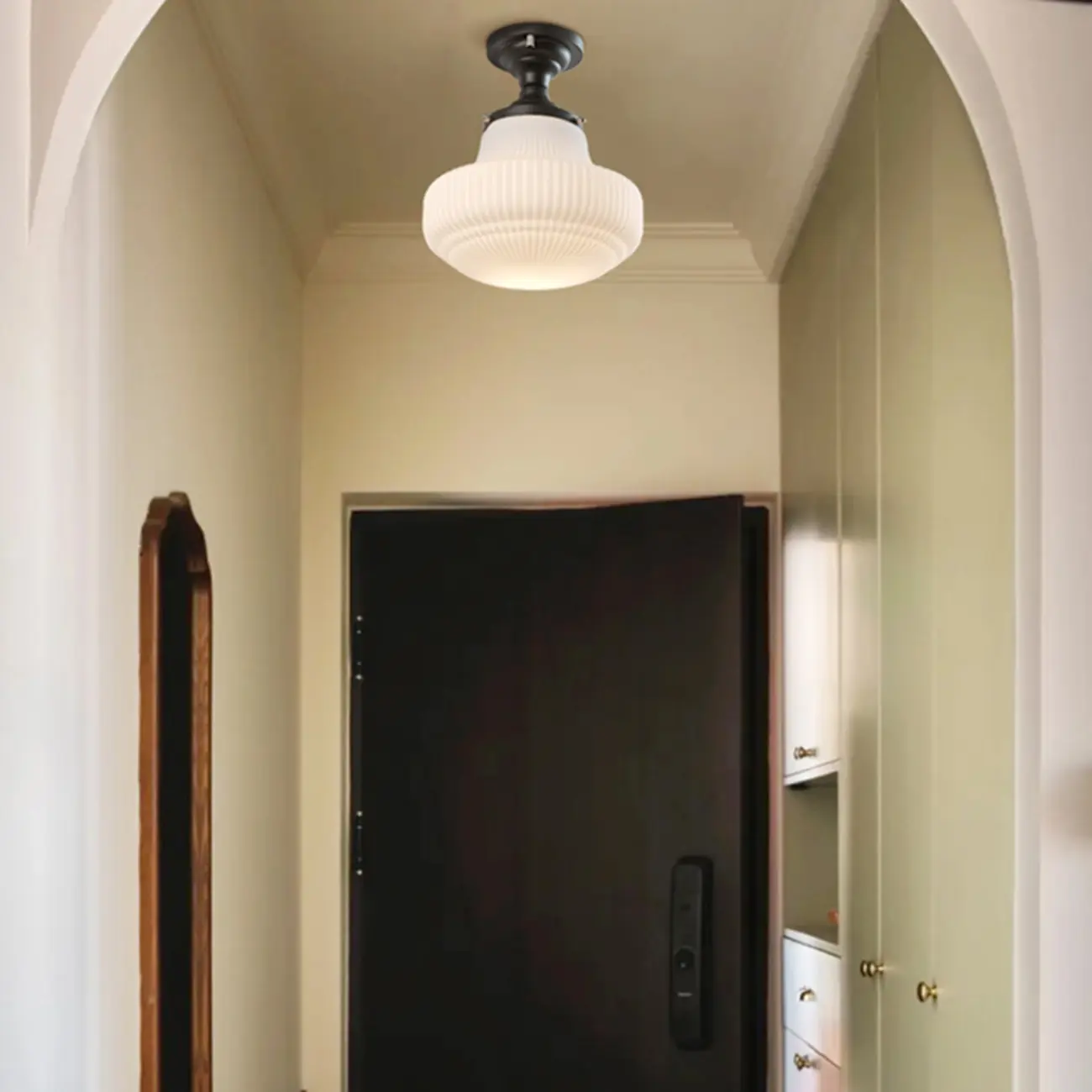 Art Deco Black Metal Glass Modern Semi-Flush Ceiling Light | homeyfad