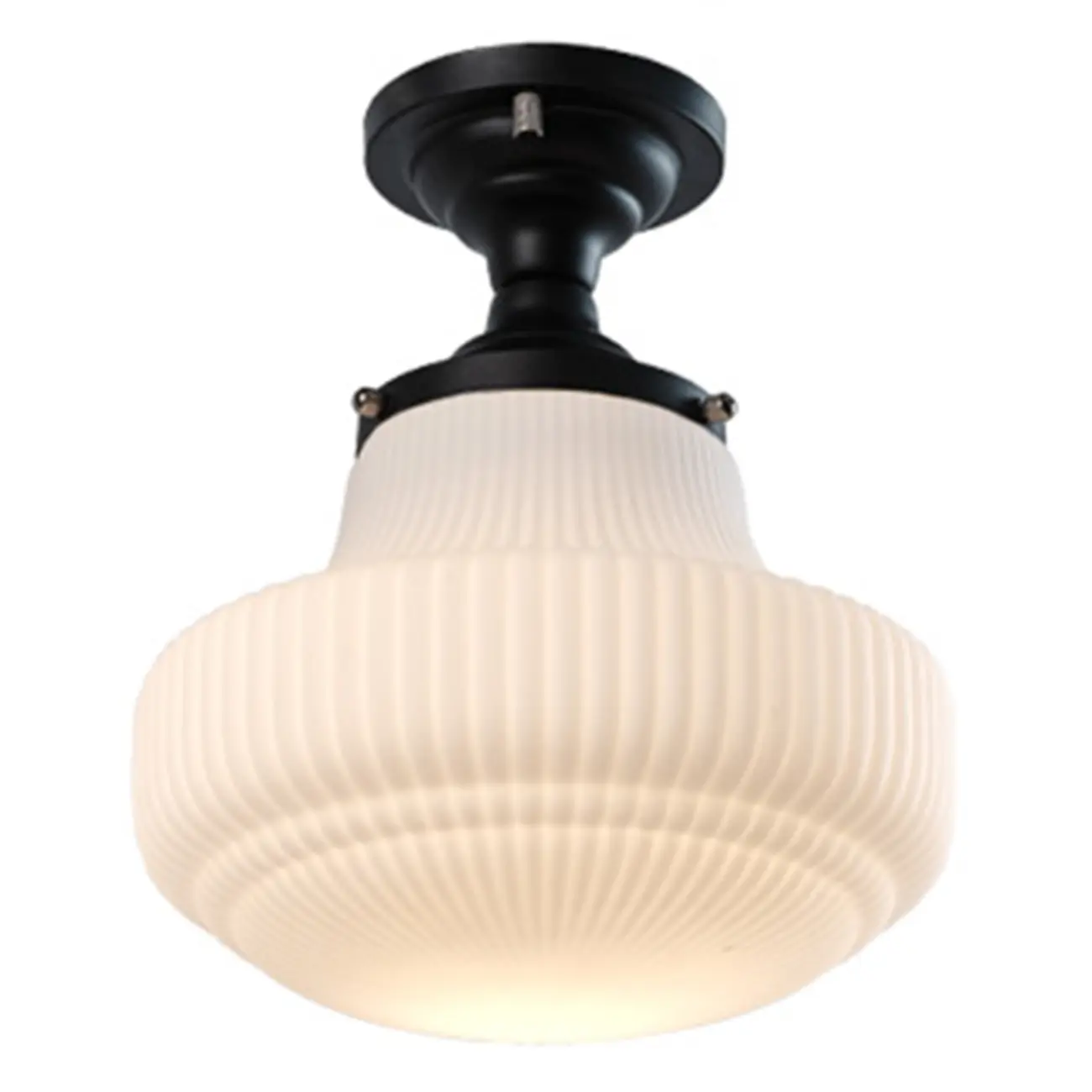 Art Deco Black Metal Glass Modern Semi-Flush Ceiling Light | homeyfad