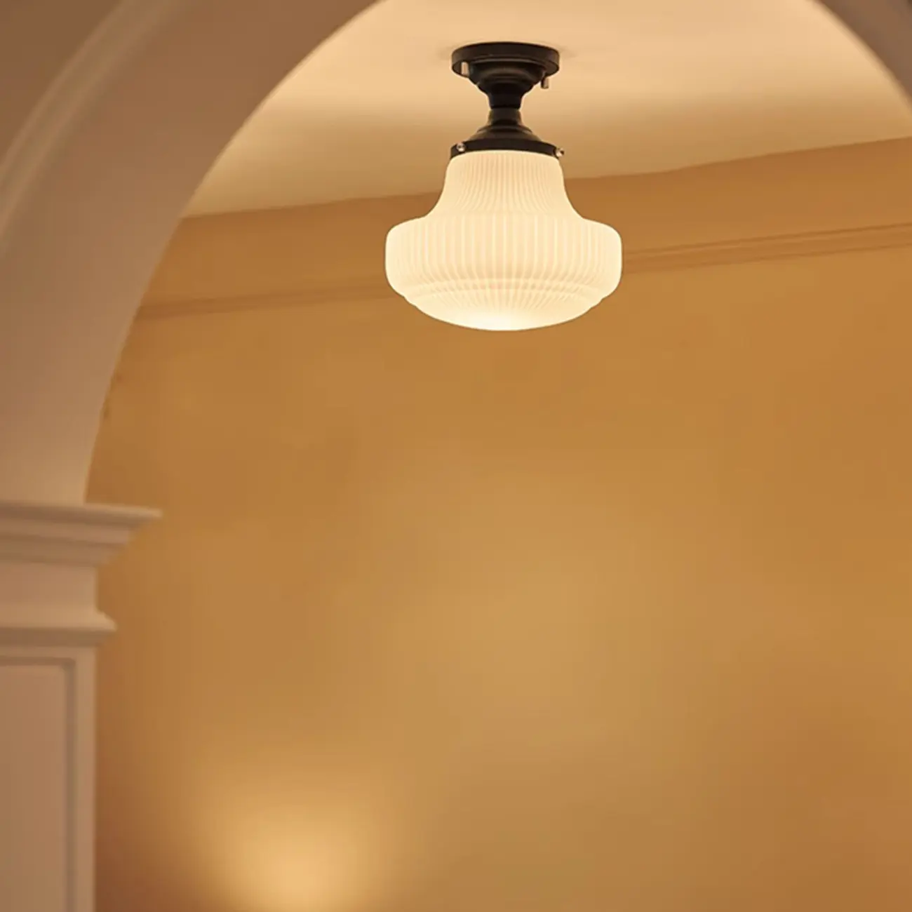 Art Deco Black Metal Glass Modern Semi-Flush Ceiling Light | homeyfad