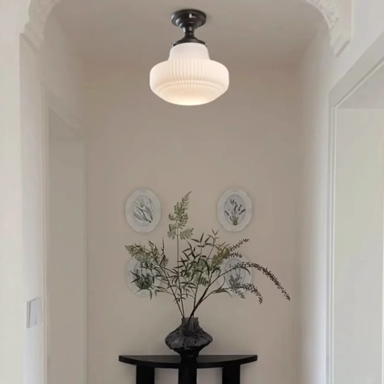 Art Deco Black Metal Glass Modern Semi-Flush Ceiling Light | homeyfad