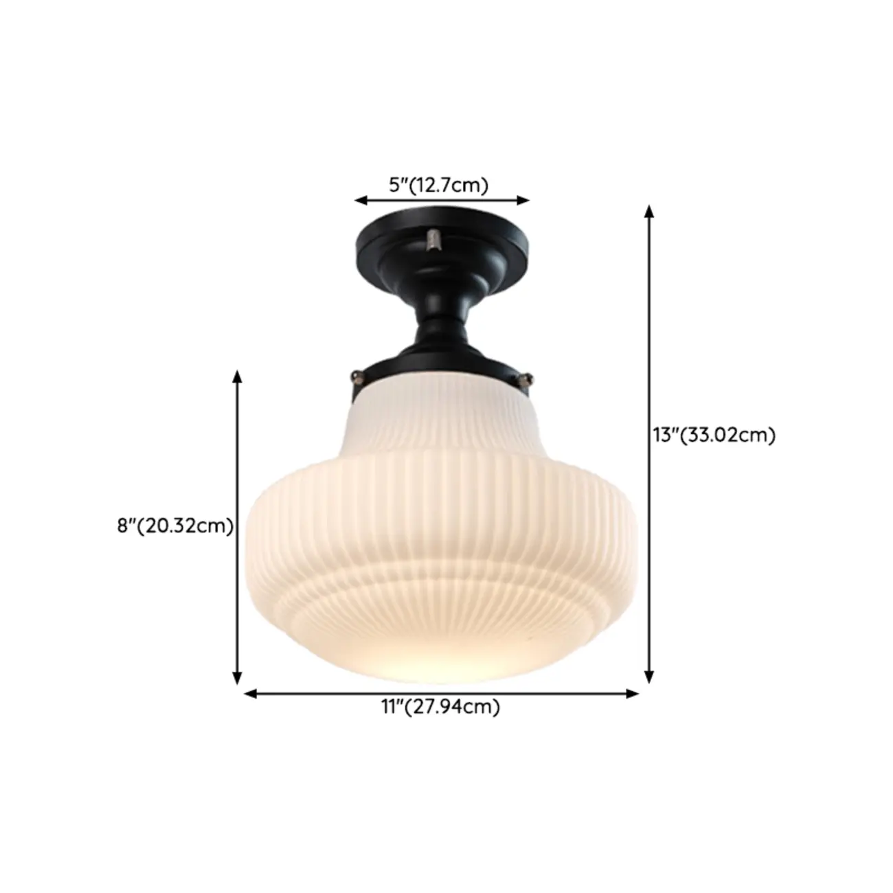 Art Deco Black Metal Glass Modern Semi-Flush Ceiling Light | homeyfad