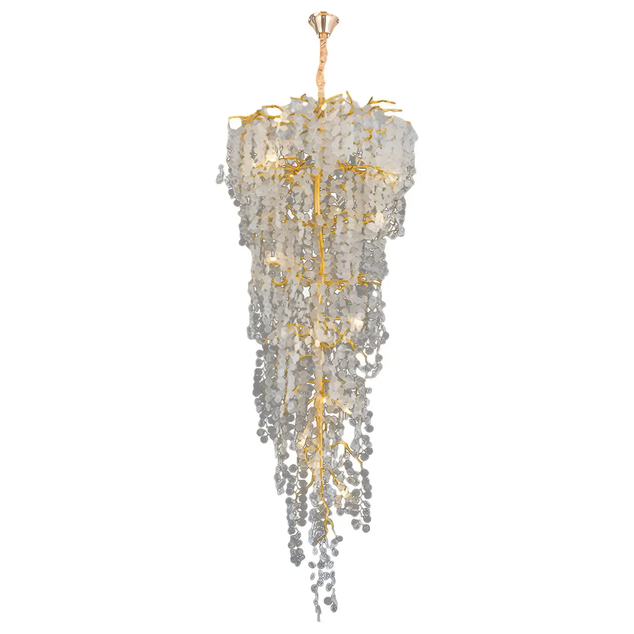 Gold Cascading Crystal Glass Modern Linear Chandelier Image - 7