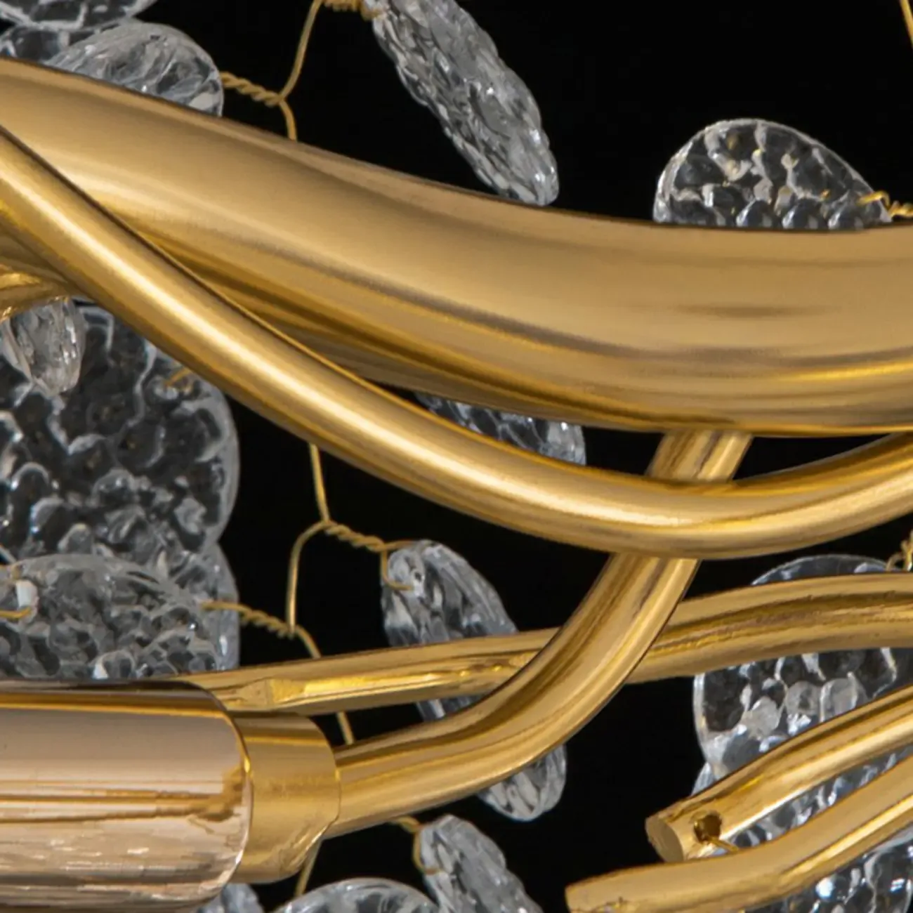 Gold Cascading Crystal Glass Modern Linear Chandelier Image - 4