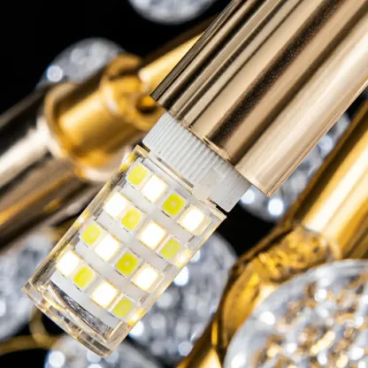 Gold Cascading Crystal Glass Modern Linear Chandelier Image - 6