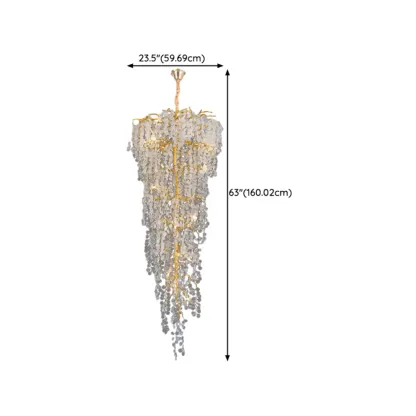 Gold Cascading Crystal Glass Modern Linear Chandelier Image - 9