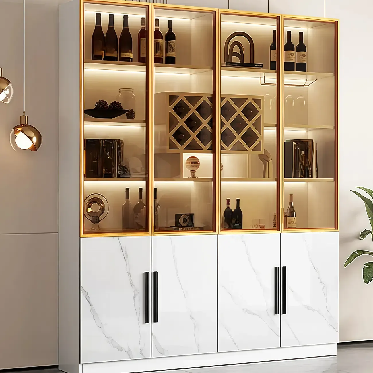 Luxury Illuminated Display Unit Wine Cabinet with Rack Image - 5