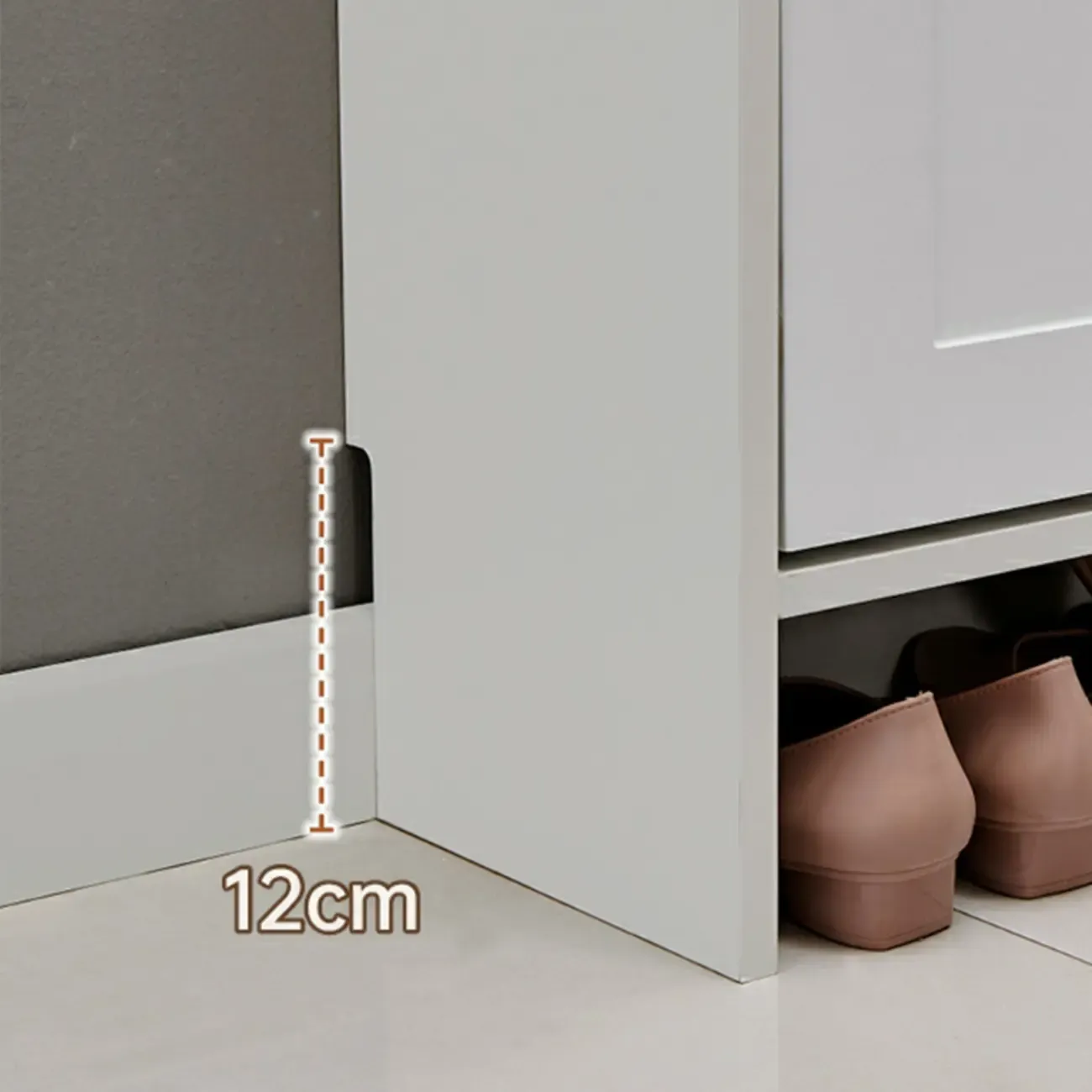 White Wooden Drop Front Shoe Cabinet for Entryway Image - 13