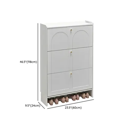 White Wooden Drop Front Shoe Cabinet for Entryway #size