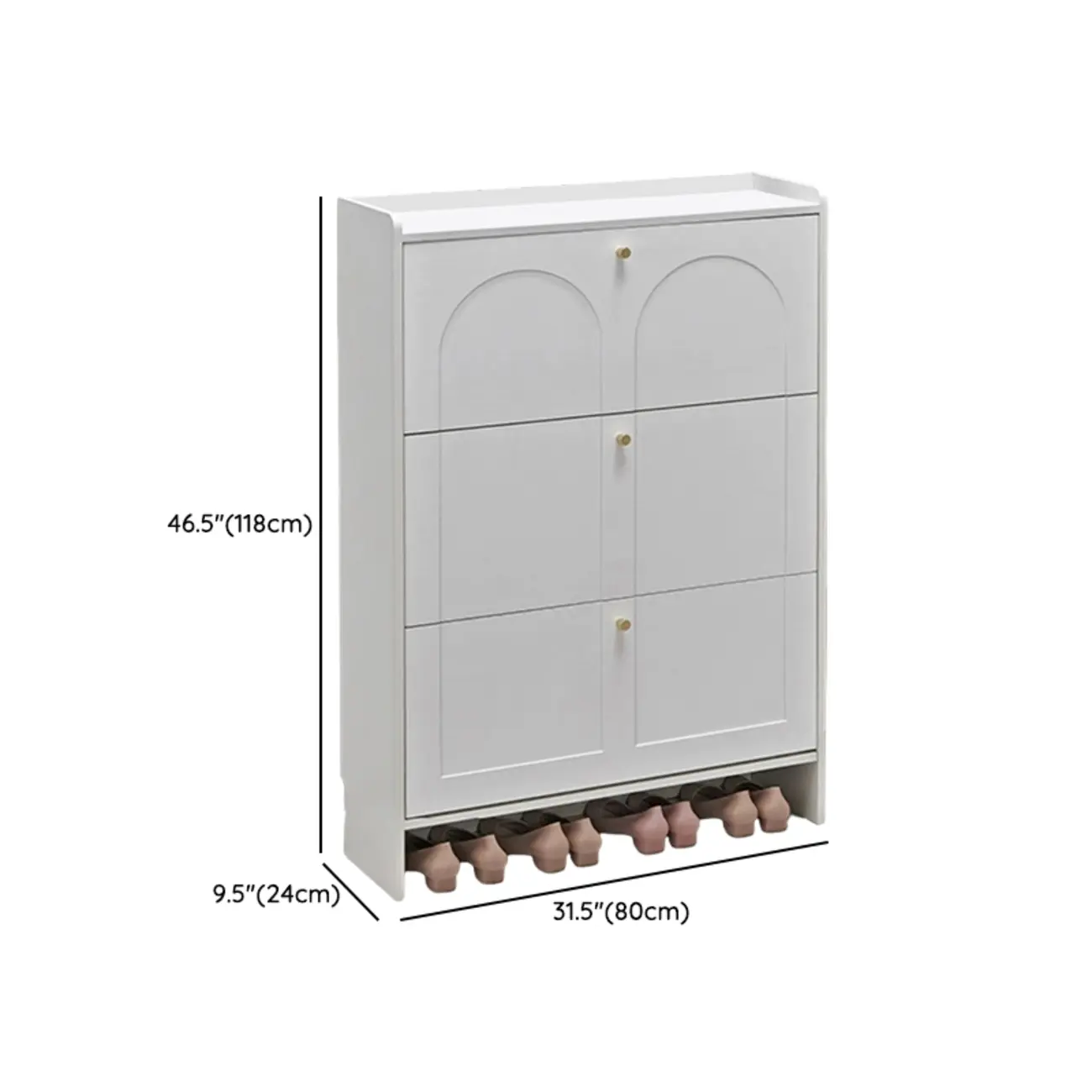 White Wooden Drop Front Shoe Cabinet for Entryway Image - 15 | homeyfad
