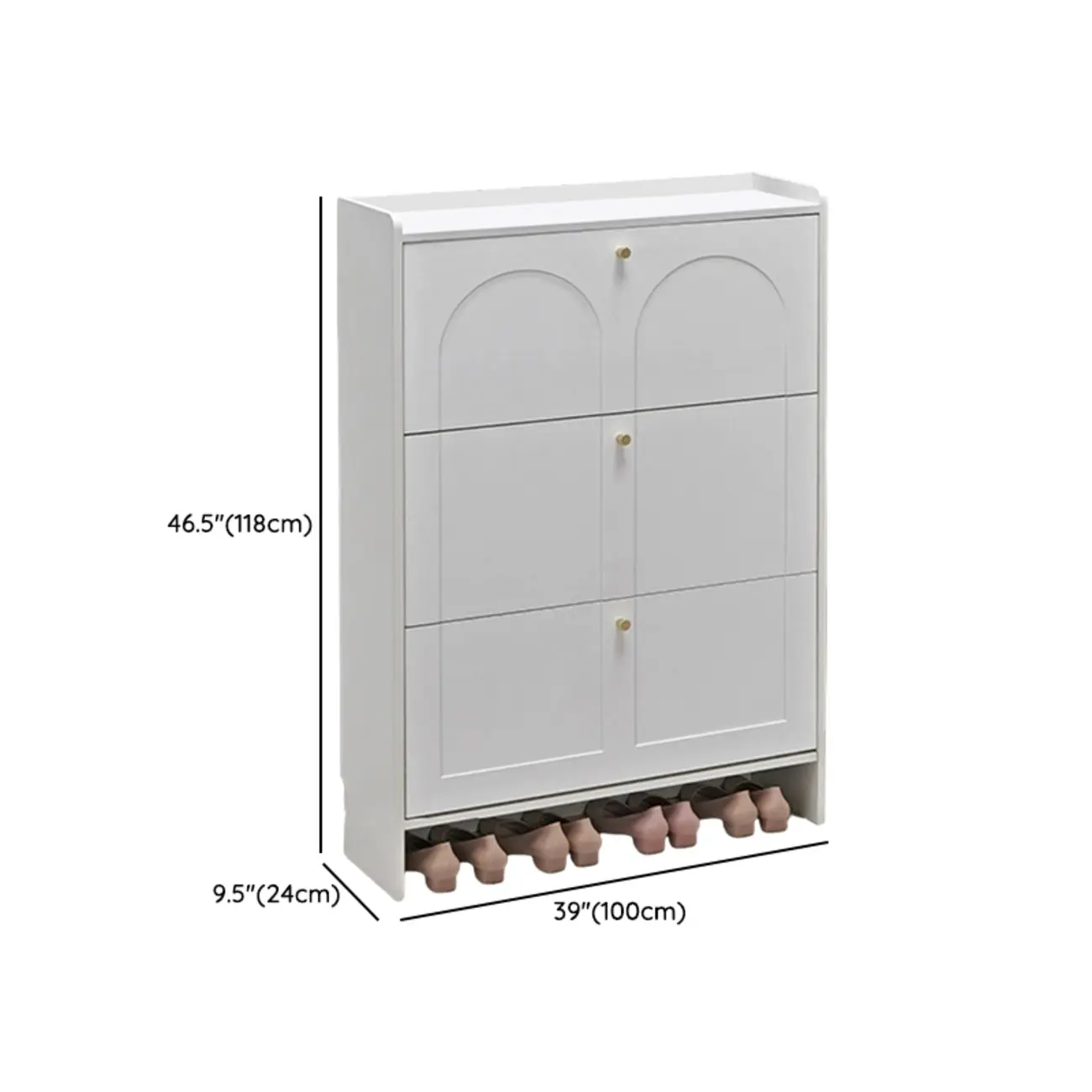 White Wooden Drop Front Shoe Cabinet for Entryway Image - 17 | homeyfad