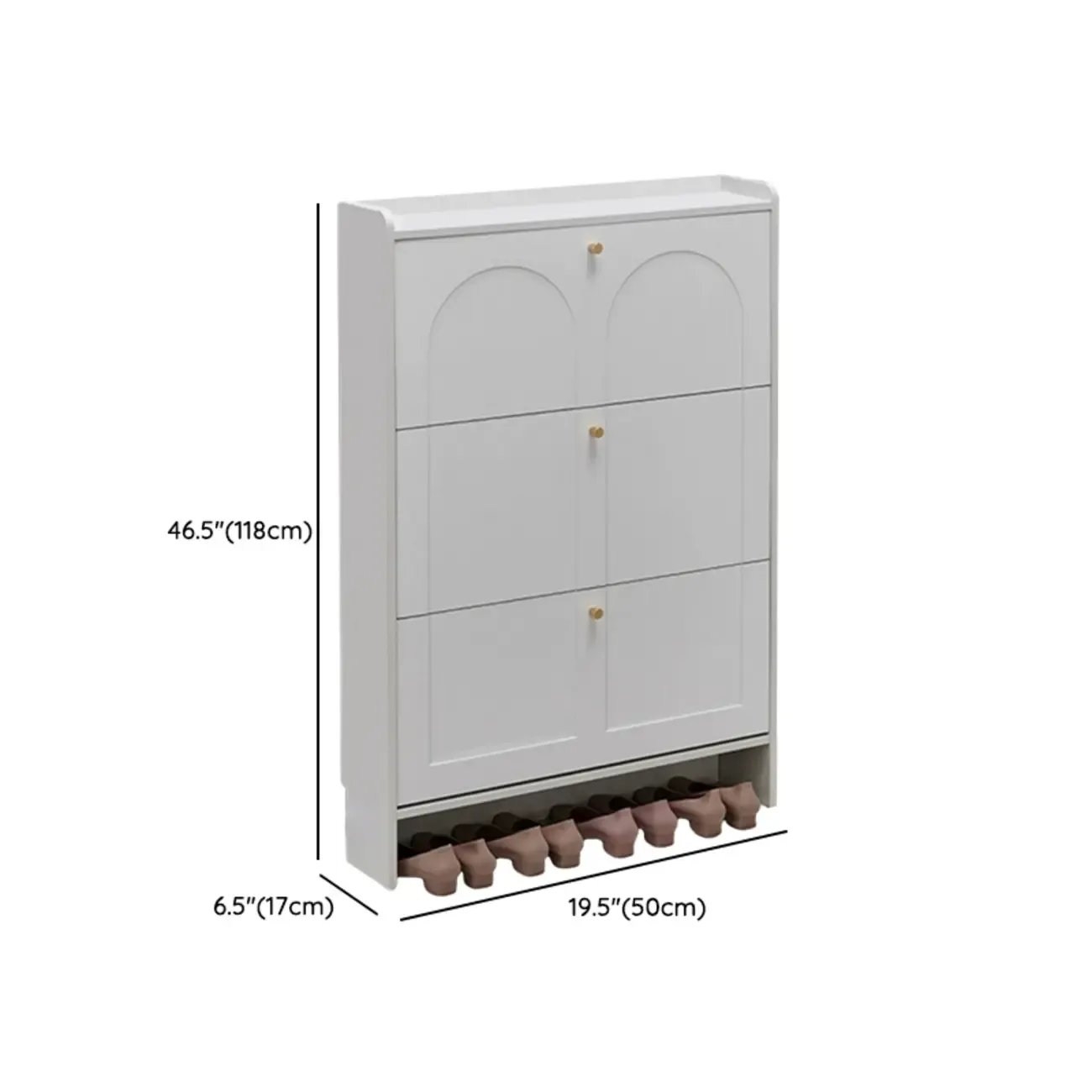 White Wooden Drop Front Shoe Cabinet for Entryway Image - 18