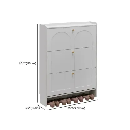 White Wooden Drop Front Shoe Cabinet for Entryway Image - 20