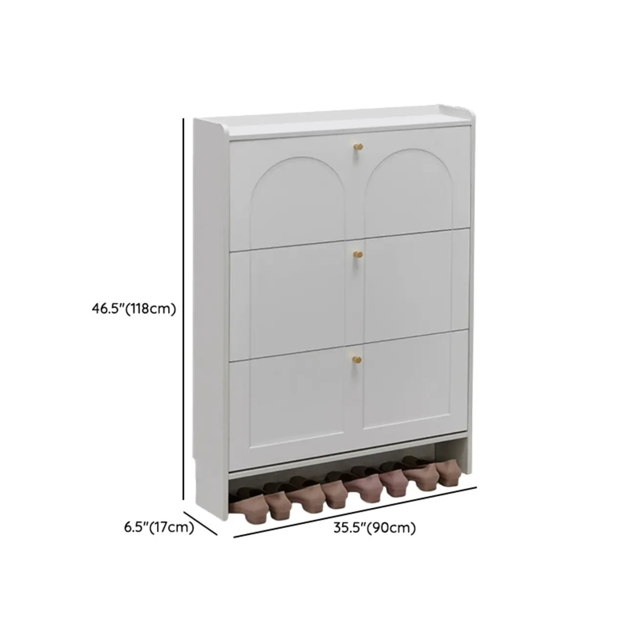 White Wooden Drop Front Shoe Cabinet for Entryway Image - 22 | homeyfad