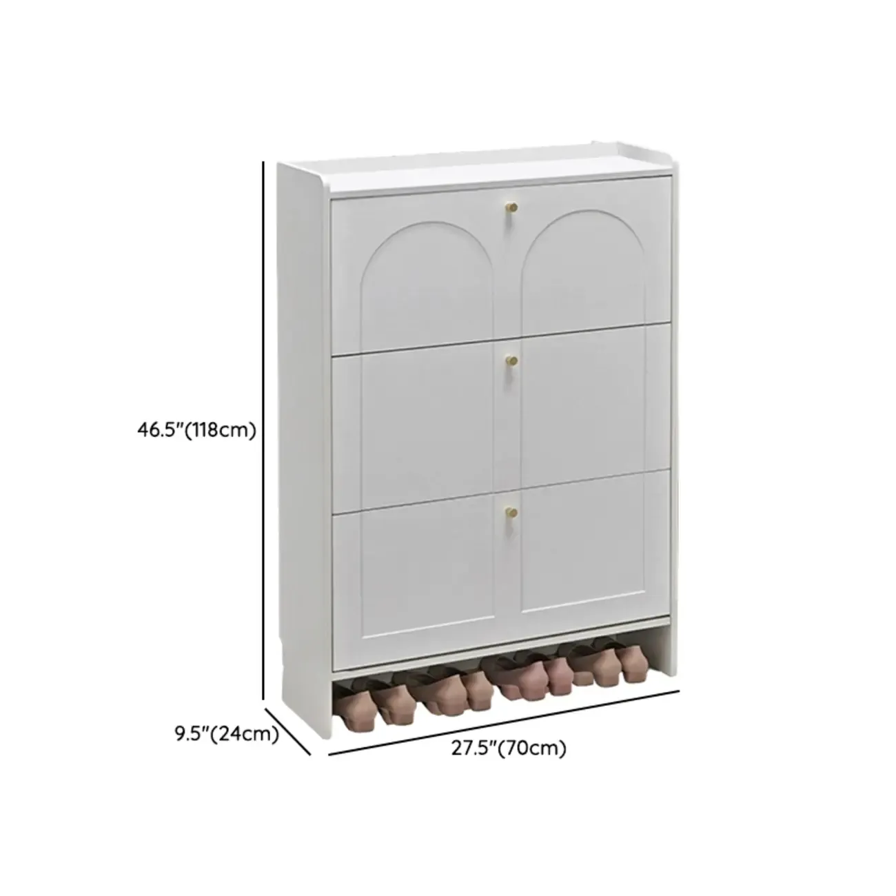 White Wooden Drop Front Shoe Cabinet for Entryway Image - 24