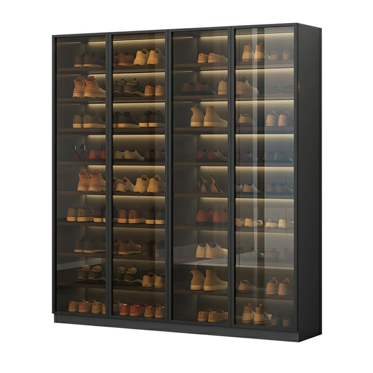 Glam Grey/White Shoe Cabinet with Glass Doors Image - 20 | homeyfad