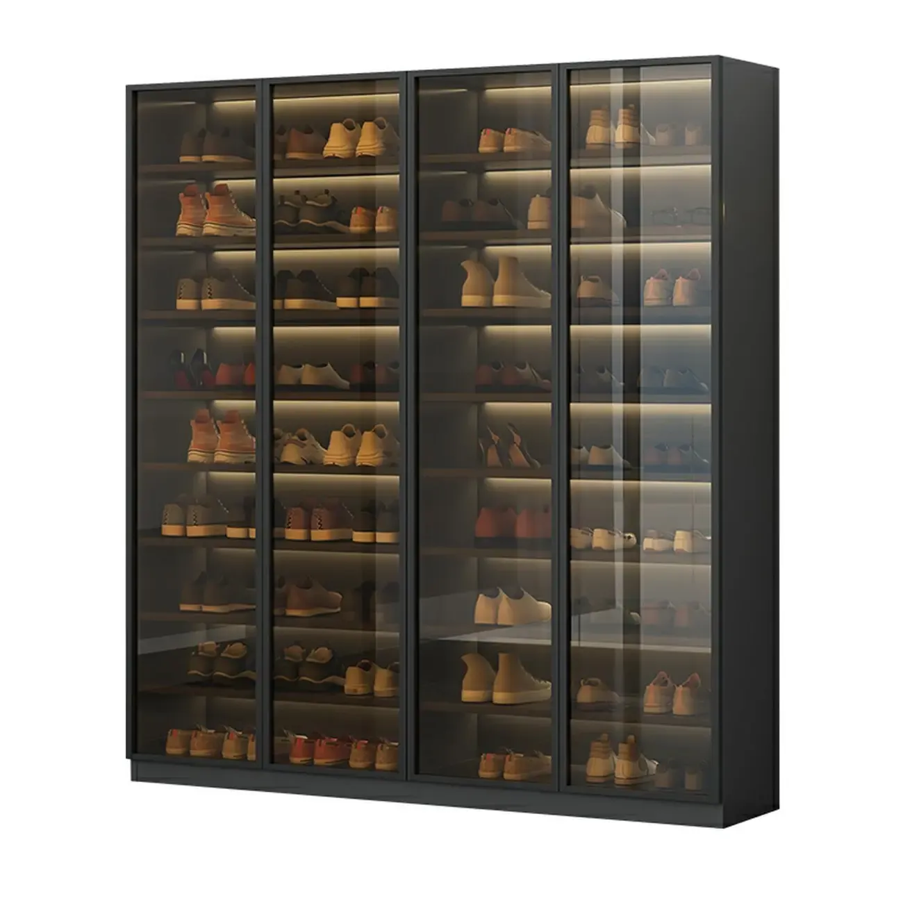 Glam Grey/White Shoe Cabinet with Glass Doors Image - 20