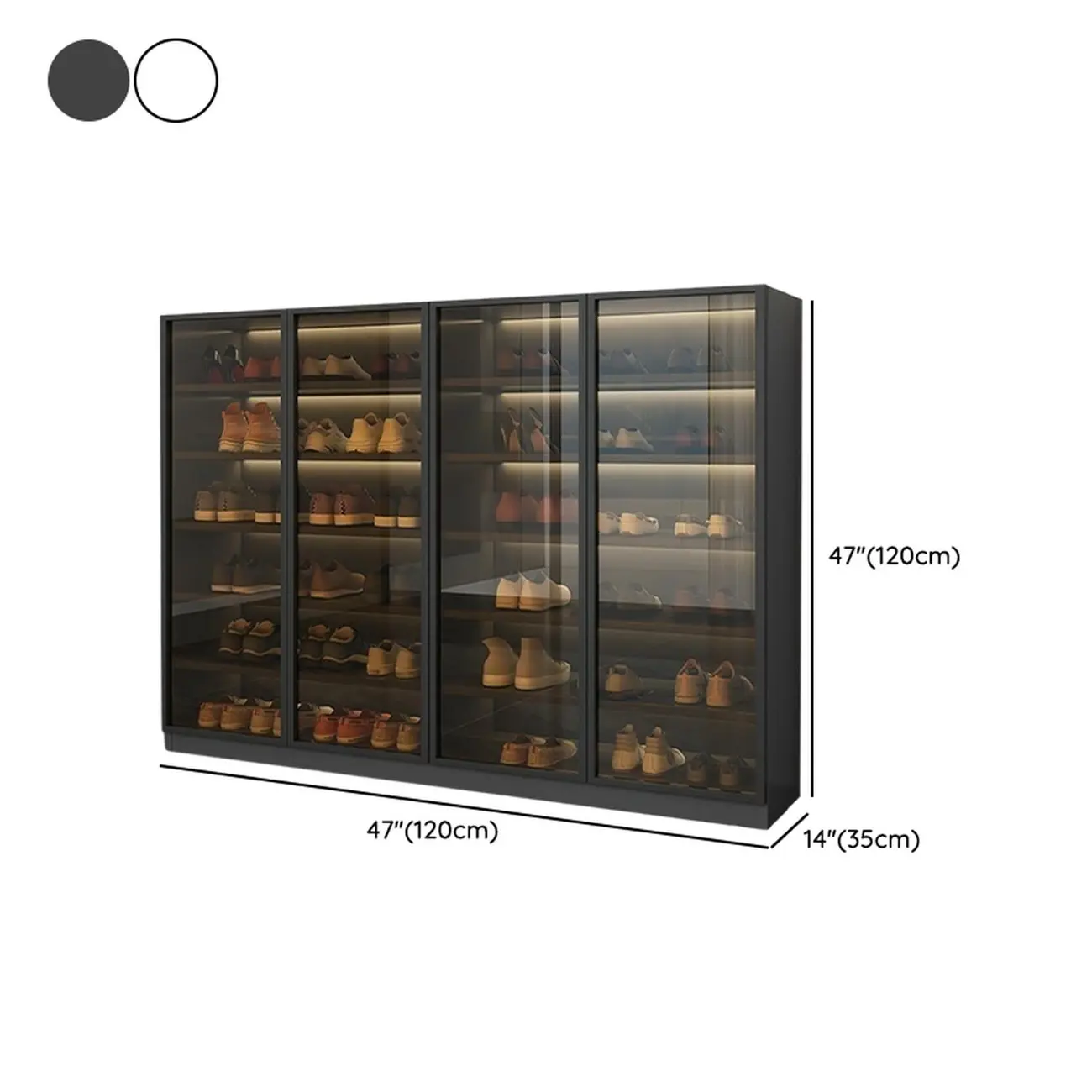 Glam Grey/White Shoe Cabinet with Glass Doors Image - 23 | homeyfad