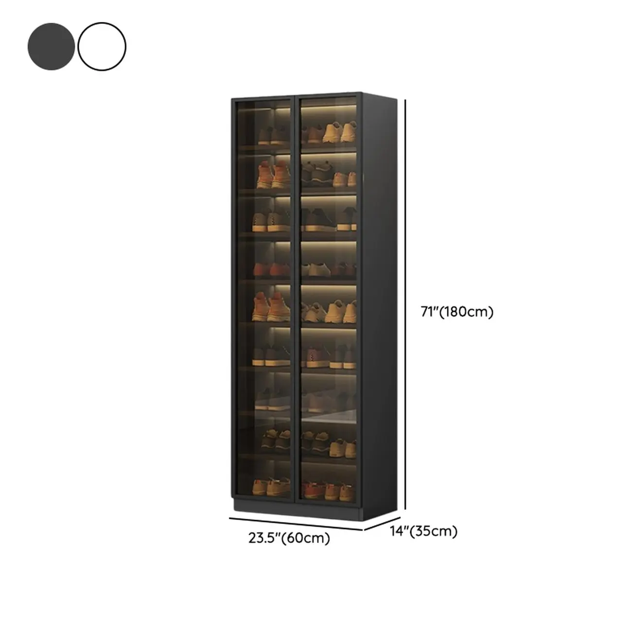 Glam Grey/White Shoe Cabinet with Glass Doors Image - 24 | homeyfad