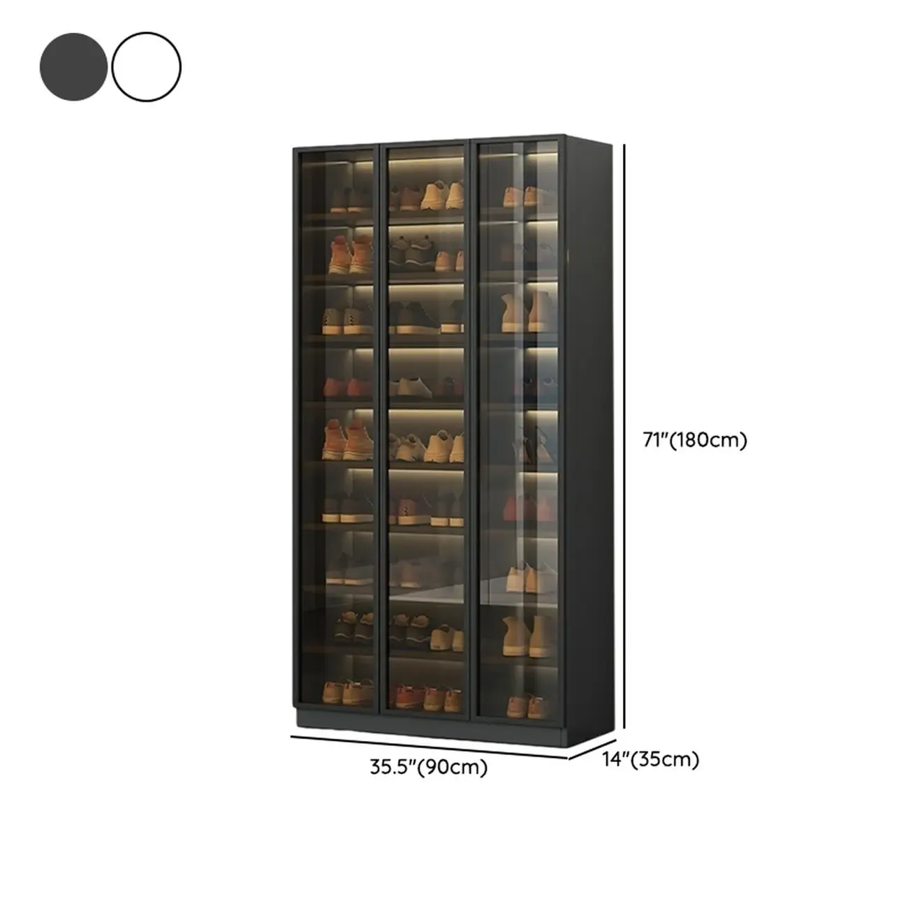 Glam Grey/White Shoe Cabinet with Glass Doors Image - 25