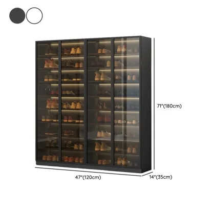 Glam Grey/White Shoe Cabinet with Glass Doors Image - 26