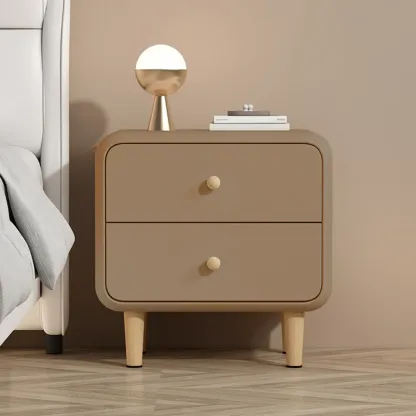 Modern Small Wood 2 Drawer Nightstand with Legs Image - 3