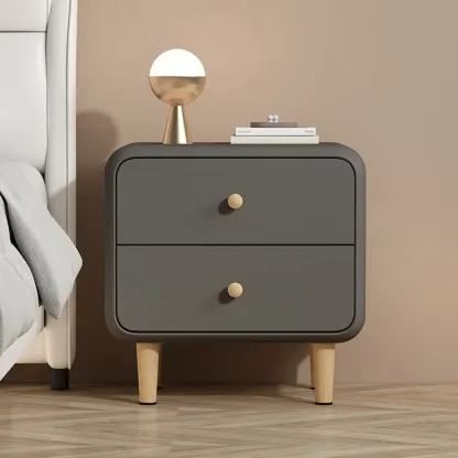 Modern Small Wood 2 Drawer Nightstand with Legs Image - 7