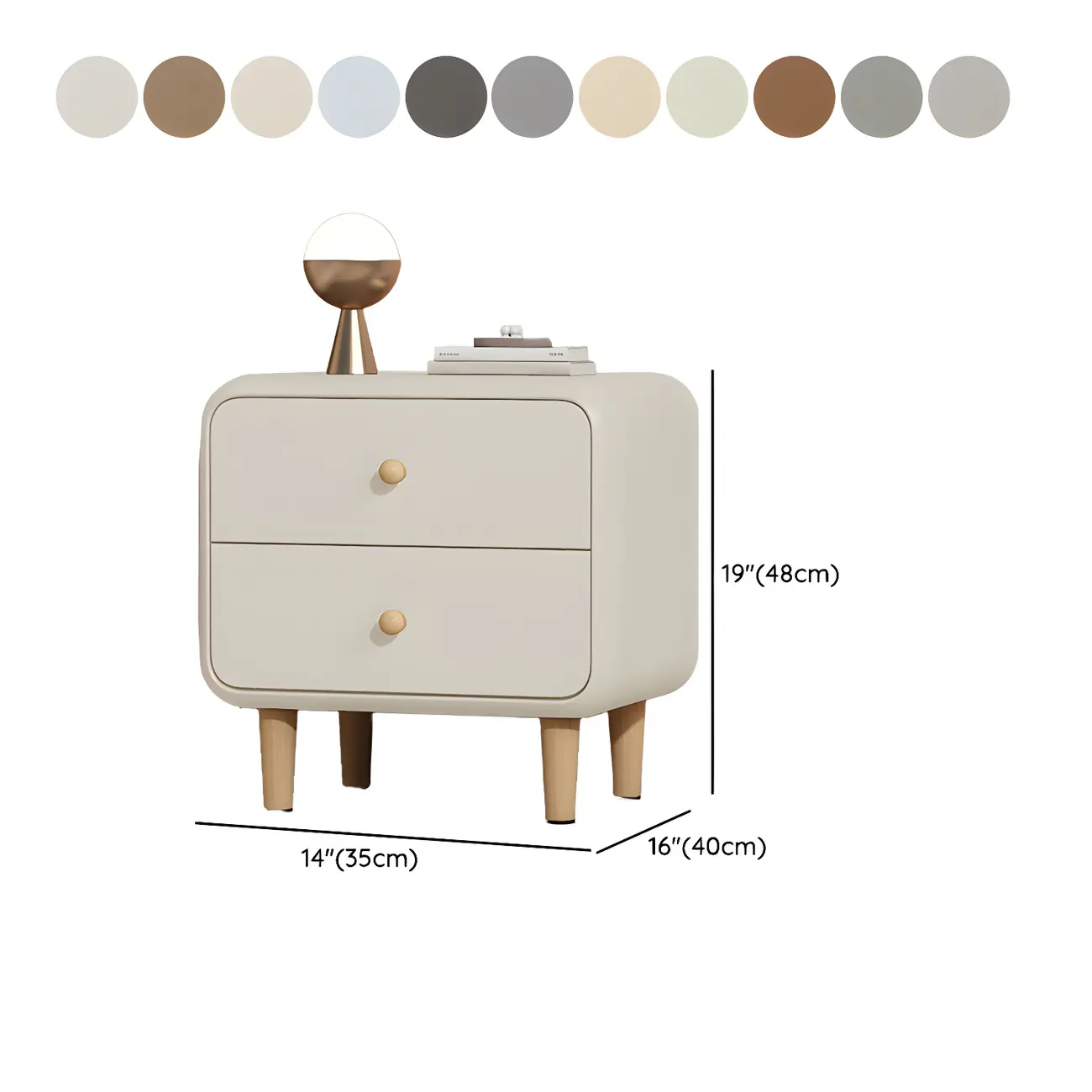 Modern Small Wood 2 Drawer Nightstand with Legs Image - 15 | homeyfad