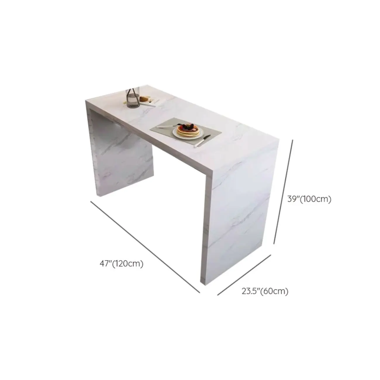 Modern Gloss White Stone Black Wood Sled Bar Tables Image - 13 | homeyfad