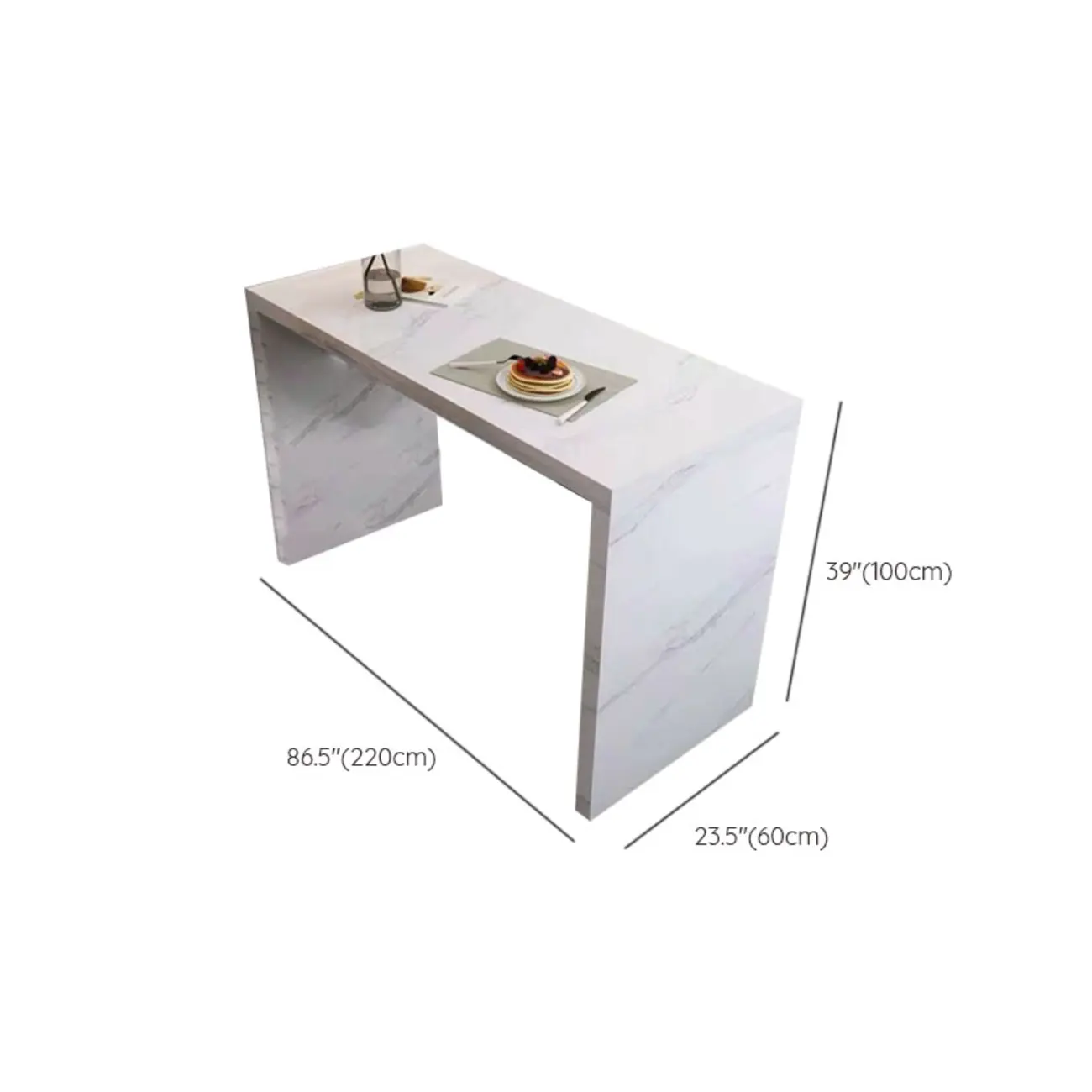 Modern Gloss White Stone Black Wood Sled Bar Tables Image - 17 | homeyfad