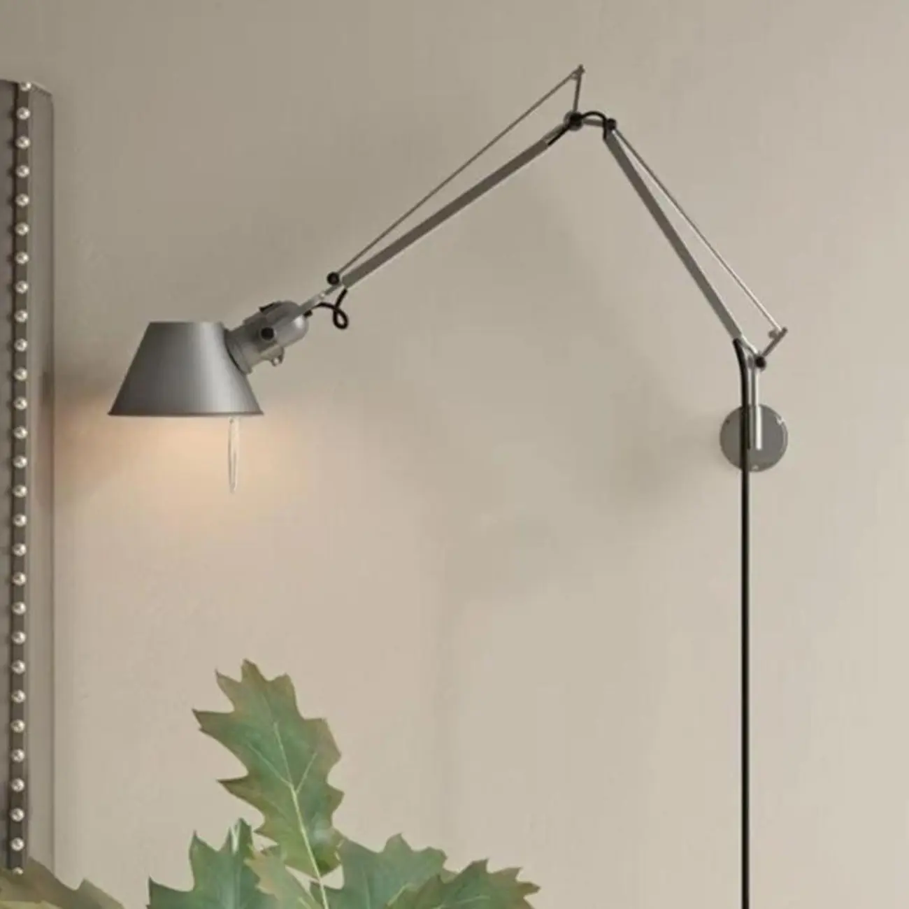 Industrial Silver Aluminum Adjustable Swing Arm Wall Light Image - 1 | homeyfad