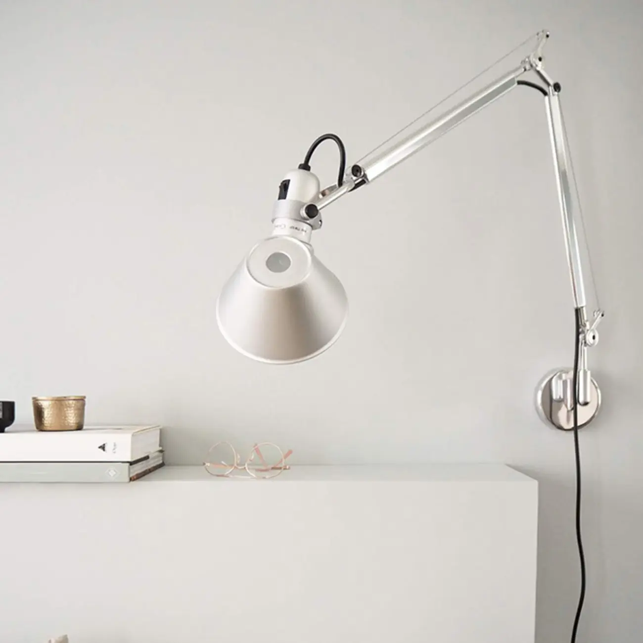 Industrial Silver Aluminum Adjustable Swing Arm Wall Light Image - 11 | homeyfad