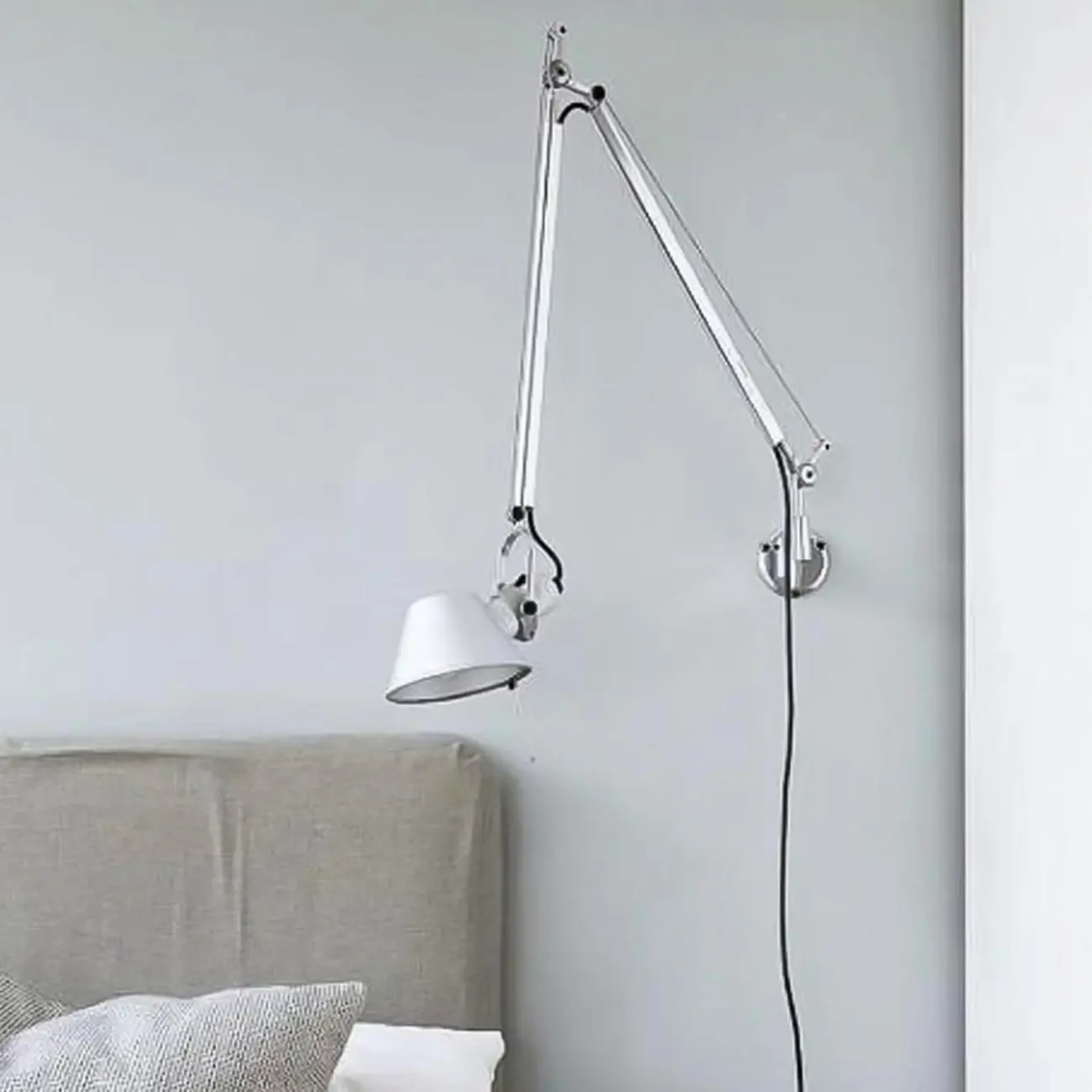Industrial Silver Aluminum Adjustable Swing Arm Wall Light Image - 12 | homeyfad