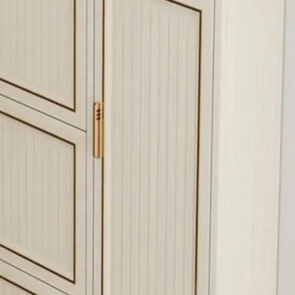 Metal White Drop Front Shoe Cabinet with Textured Panels Image - 4