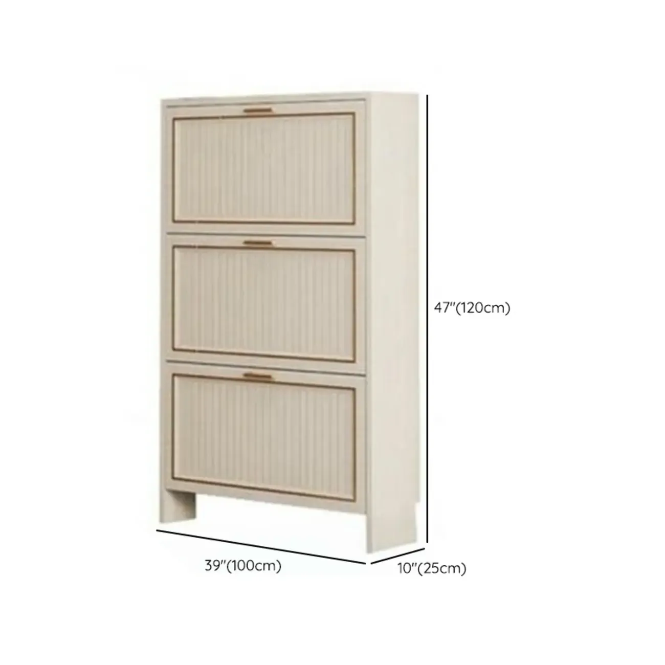Metal White Drop Front Shoe Cabinet with Textured Panels Image - 14