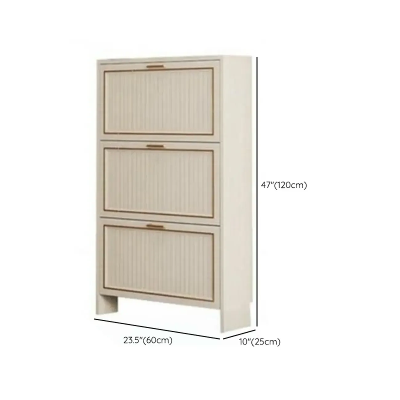 Metal White Drop Front Shoe Cabinet with Textured Panels Image - 15