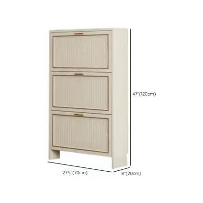Metal White Drop Front Shoe Cabinet with Textured Panels Image - 16