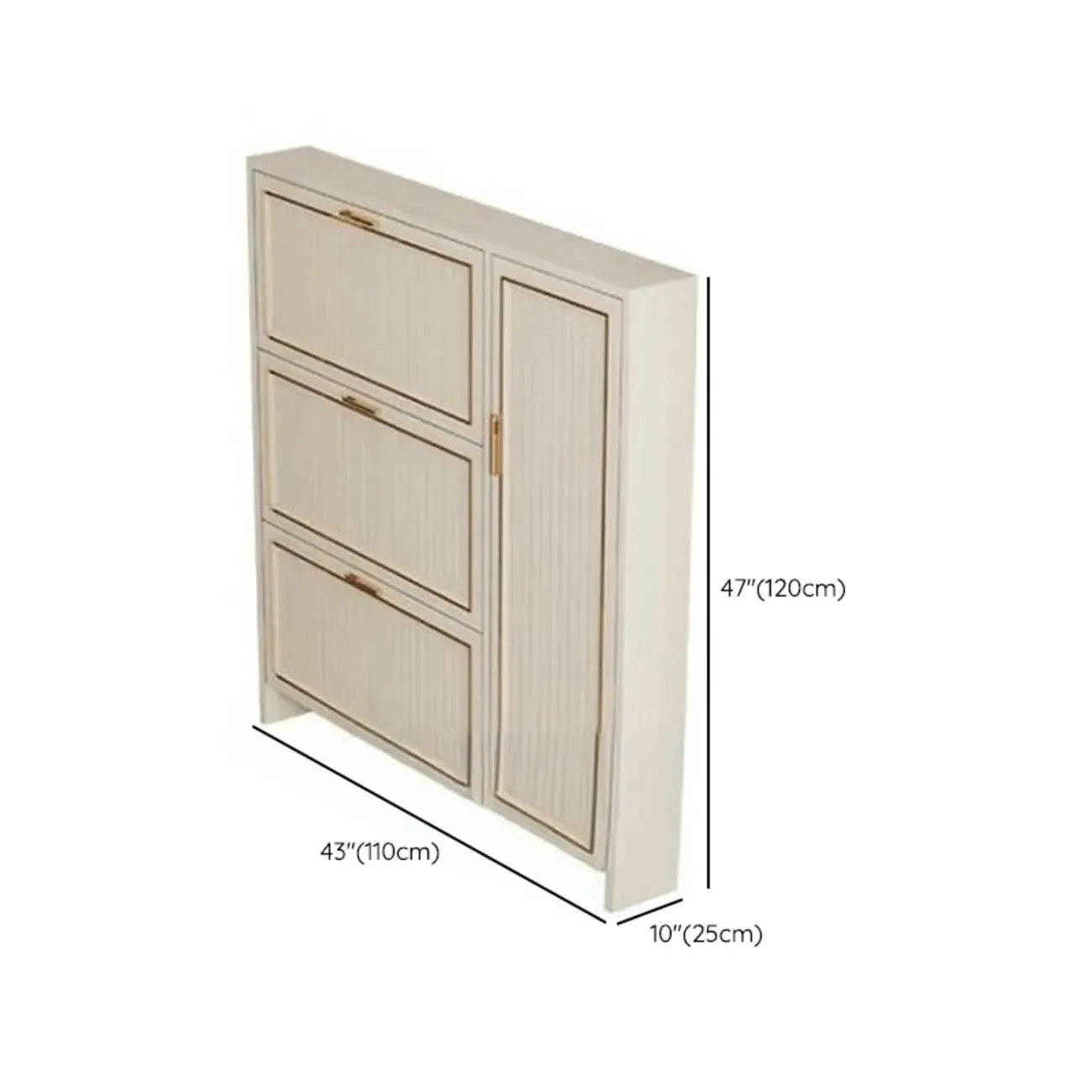 Metal White Drop Front Shoe Cabinet with Textured Panels Image - 21