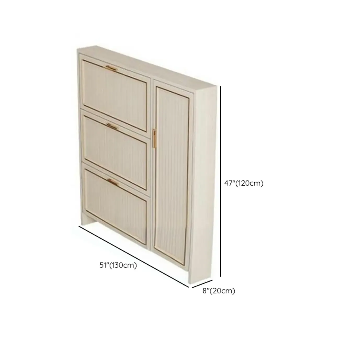 Metal White Drop Front Shoe Cabinet with Textured Panels Image - 24