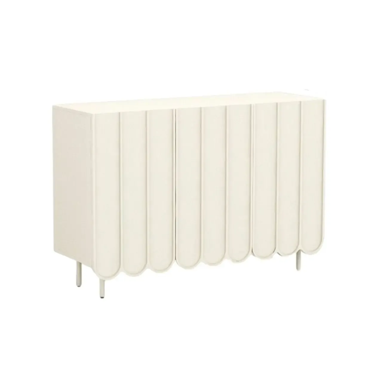 Entryway White Wooden Fluted Front Shoe Cabinet Image - 10